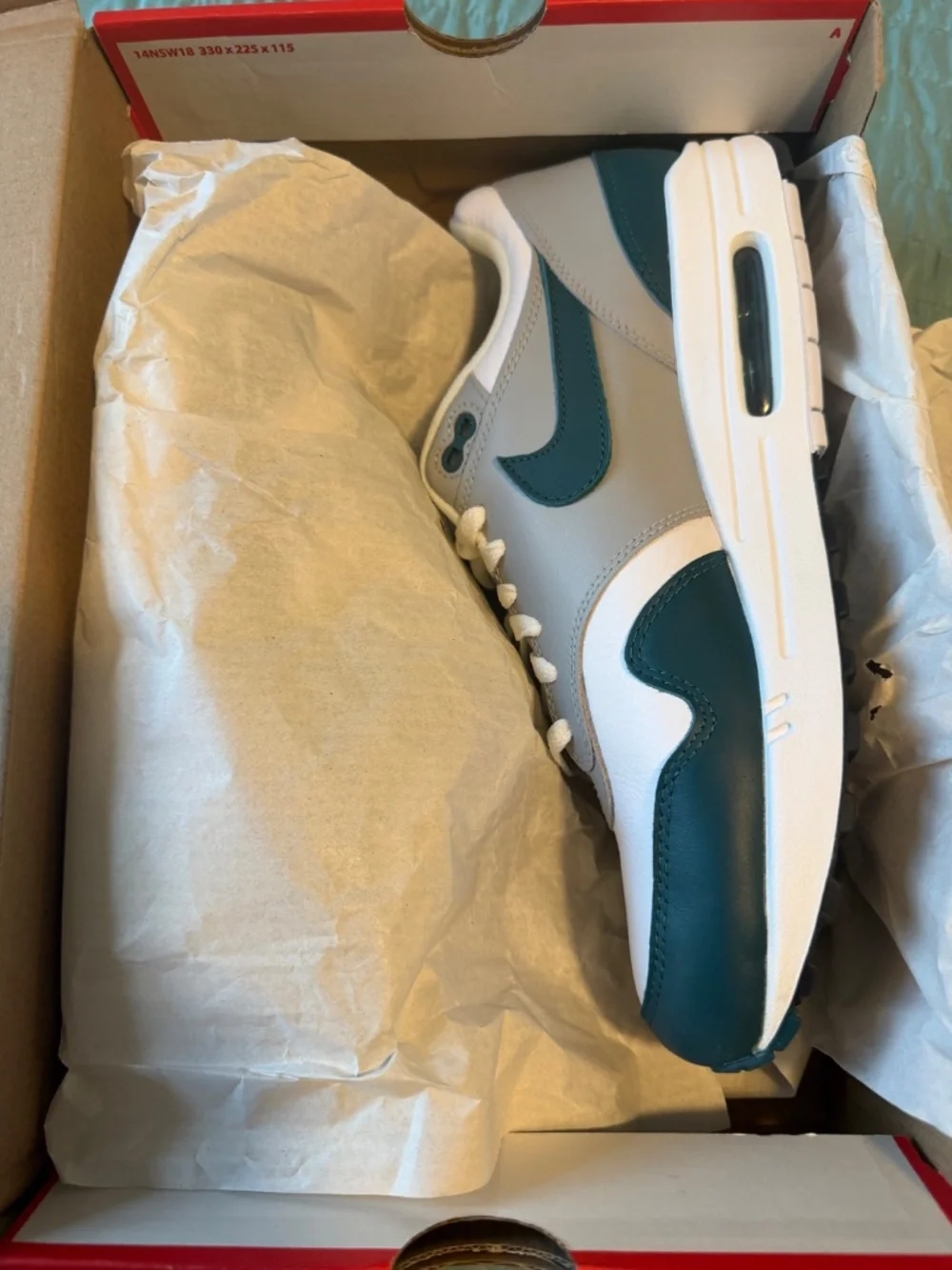 BNIB Nike Air Max 1 Dark Teal Green White Grey DH4059-101 Size 10.5 DS